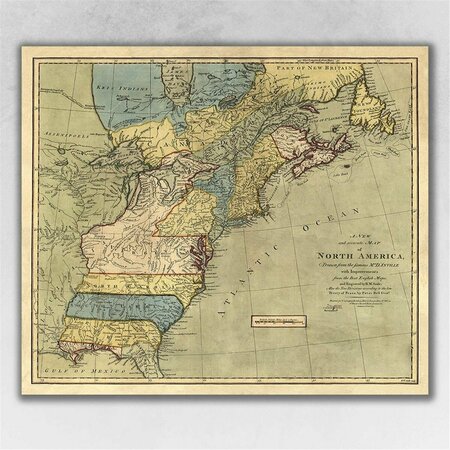 PALACEDESIGNS 16 x 20 in. Vintage 1771 Map of North America Multi Color Wall Art PA3651319